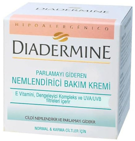 Diadermine - Crema Hidratante y Matificante de Día, 50ml, para pieles normales y mixtas, Cutis uniforme y sin brillos