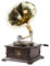 arterameferro His Master's Voice Brass Funnel Gramophone Square - Wood & Brass, 78 RPM Compatible