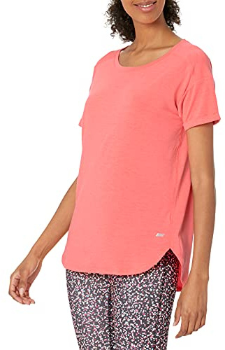 Amazon Essentials Women's Studio Relaxed-Fit Lightweight Crewneck T-Shirt (Available in Plus Size), Bright Pink, Large