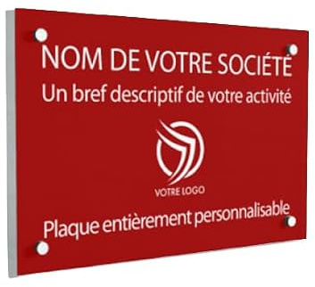 Plaque Professionnelle PVC Personnalisée - Plaque Gravée - Rouge | Plaque professionnelle Médecin, Infirmier, Avocat - Dimensions, Couleur, Taille, Texte, Logo personnalisable