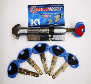 CILINDRO EUROPEO CON POMOLO IN OTTONE CROMO SATINATO SISTEMA ANTI-BUMP MISURA 30-50