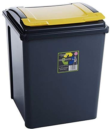 Wham 25/50 Litre Plastic Waste Bin with Flap color Lid Recycling Bin (50L Yellow)