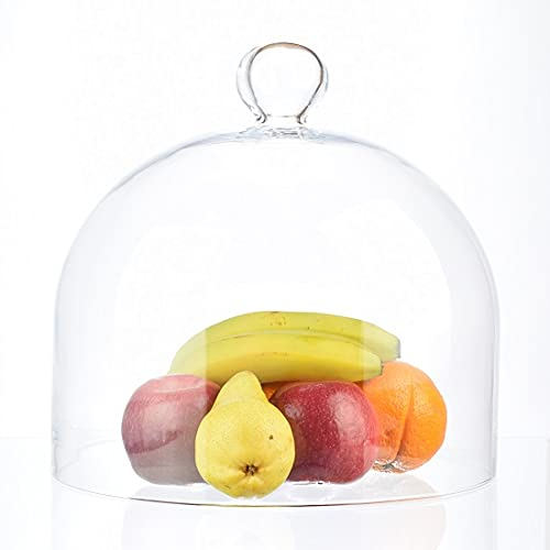 Wrzesniak Vetrerie fatte a mano in vetro espositore, campana a cupola con grande pomello, altezza 31 cm x 30,3 cm