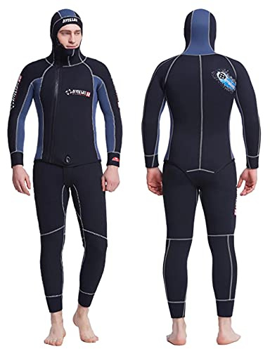 POOSR Mute Complete da Uomo Muta con Cappuccio da 5 mm 2 Pezzi con Cerniera per Pesca Subacquea,M