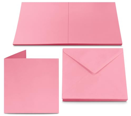 Netuno 25 Klapp-Karten blanko mit Umschlag Doppelkarten Rosa + 25 quadratische Briefumschläge 14 x 14 cm Rainbow Karten Set mit Kuvert Karteikarten gefaltet + Umschläge quadratisch Papeterie