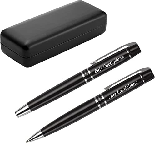 Charles Dickens® Schreibset aus Metall Santana mit Gravur - Dreh-Kugelschreiber Rollerball Schwarze Mine - Geschenk zum Geburtstag mit Geschenk-Etui