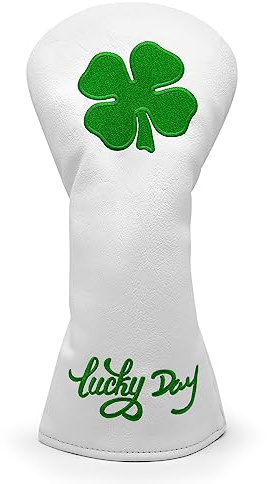 Montela Golf Club Covers Lucky Clover Golf Driver Covers Fairway Wood Head Cover Hybrid Headcover Leather 3 Wood Headcovers Golf Head Covers for Scotty Cameron Taylormade Titleist Odyssey