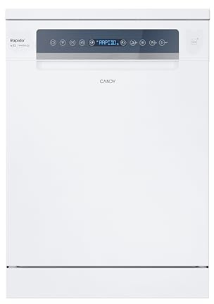 Candy Rapidò CF 6B2S3PSW Lavavajillas 60 CM, 16 Servicios, Display Digital, Wi-Fi, 10 Programas, Tercera Bandeja, Motor Inverter, Inicio Diferido, Cuba XL, Indicador Sal y Abrillantador, 42DB, Blanco
