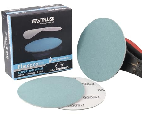 FASTPLUS 150mm P5000 Foam Sanding Discs Hook & Loop Abrasive Pads | 6 Inch 15 Pack Soft Foam Backing Fine Finishing Discs for Random Orbital Sander Automotive Paint and Polishing