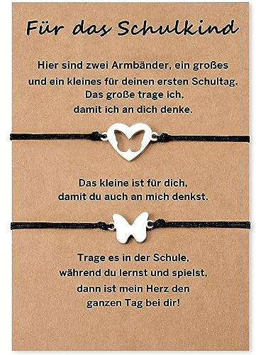 Jeweidea Armband Schulkind Armband Freundschaft Beste Freundin Armband für 2 Mutter Tochter Armband Mädchen Mama Tochter Partnerlook Tochter Geschenke von Mama Schulkind Schwester Geschenk