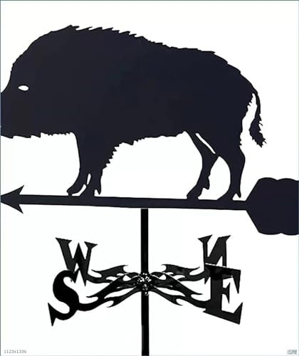 skeppy Wetterfahne aus Metall Wetterhahn für das Dach Wildschwein-Wetterfahne, Outdoor-Halterung, Wetterfahne for Hof, Garten, Kuppelrasen