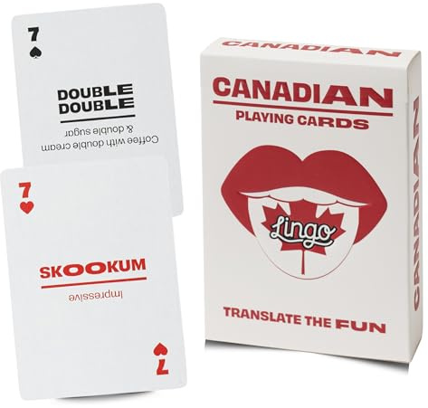 Lingo Canadian Slang Playing Cards | 52 Funny Expressions & Phrases | Fun Card Game Gift for Proud Canadians, Expats & Hockey Fans | Conversation Starter for Adults