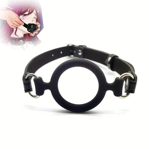 1 Pieza de Anillo bucal de Silicona y Cuero para Trajes de Juego.