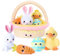 JOYIN Lot de 5 paniers de Pâques en peluche - Panier rempli de lapin, poussin, œuf, carotte, panier de Pâques pré-rempli de remplissage d'animaux, jouets de Pâques et cadeaux pour bébés, tout-petits