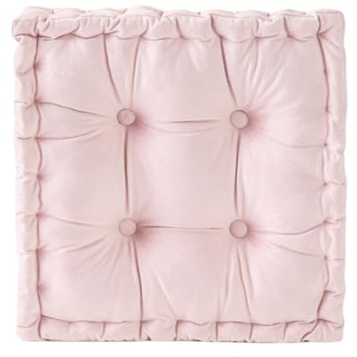 vctops Chair Cushion for Dining Chair, Soft Velvet Square Seat Cushion with Ties Cozy Indoor Chair Pad Cushion for Office Kitchen Dining Room (Pink,16x16)