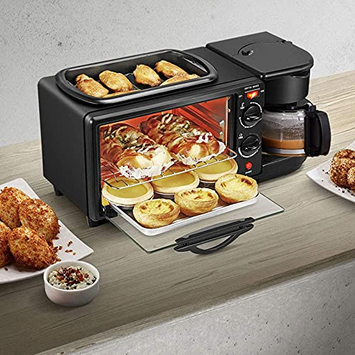 Grille-pains rapides pour petit-déjeuner Multifonction 3 en 1 Machine à petit-déjeuner Grille-pain 16L Mini four électrique Machine à gâteau Cafetière Grille-pain Four Plaque de cuisson Multi-fonctio