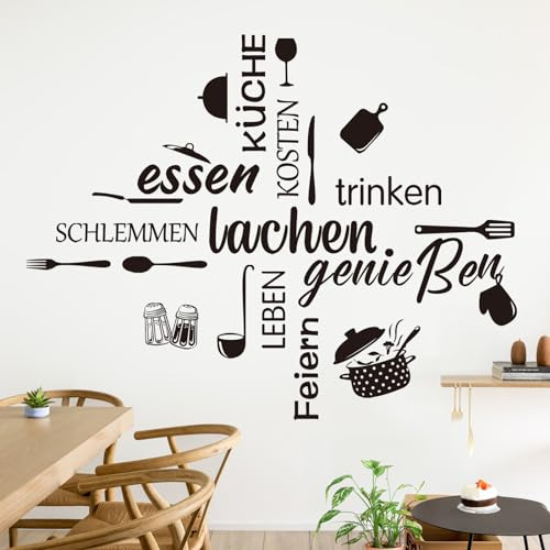 decalmile Wandsticker Sprüche Zitate Küche Leben Wandtattoo Schwarz | Abziehbare und Aufklebbare Wandaufkleber, DIY Abnehmbare Wandkunst Abziehbilder, Wandfreundlich, Leuchtenden Farben