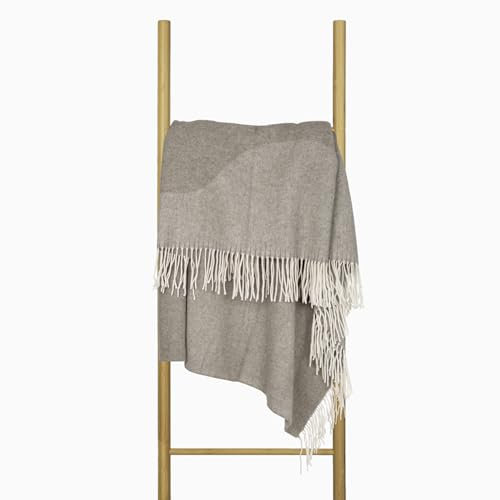 Couverture en Laine Mérinos 140x200 avec 10% Cachemire – Plaid en Laine Merinos Chaud et Léger pour Lit, Adapté pour Hiver et Été, Jeté Élégant avec Franges – Nostra Andora