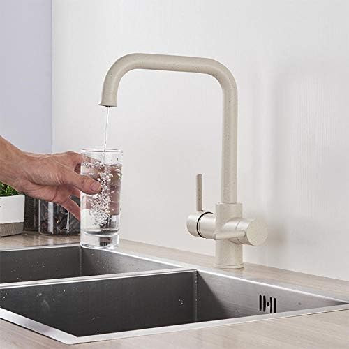 Rubinetto Della Cucina Doppio Beccuccio Filtro Per L'acqua Potabile Purificatore Di Colore Vaso Lavello Miscelatore Acqua Calda E Fredda