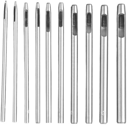 10PCS Hole Punch Cutter-GroveEss Round Hollow Puncher 0.5mm-5.0mm Steel Hole Punch Cutters Tool Set Leather Punches for Belts Watch Band Paper Plastic Leather Crafting