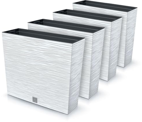 IMJ-Global Maceta para plantas de interior moderna, maceta de exterior rectangular de plástico resistente de 44 litros (58 x 18 x 49,8 cm), macetas para plantas ideales para casa, balcón, jardín