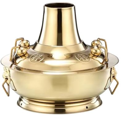 Fondue Chinese Copper Hot Pot, Hot Pot Copper Charcoal Cookware Soup Chinese Natural Gas Available Outdoor Hot Pot Traditional Charcoal Copper Hotpot(Copper,30cm)