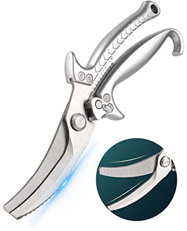 Upgrade Heavy Duty Stainless Steel Kitchen Scissors with Serrated Edge, Ultra Sharp Professional Poultry Shears for Bone, Chicken, Meat, Fish, Turkey, Vegetables, BBQ Scissors Gold