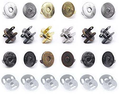 Jamsinmu 40 Sets Magnetische Druckknöpfe für Geldbörse, Handtasche, Portemonnaie, Mantel, Tasche, Gemischte Verschlüsse, Druckknöpfe 10mm