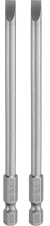 QUARKZMAN 2Pcs Embouts de Tournevis Plats Magnétiques Sl5 5mm en Acier S2 1/4 Hex Shank Embouts de Tournevis Industriels de Qualité Industrielle 110mm (4,3) de Long pour Vis