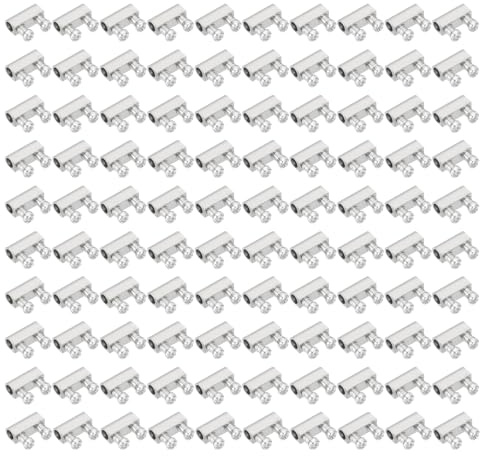 PATIKIL 5 x 4 x 10 mm vajerklämma, 100-pack nickel-mässing trådklämmor 3,0 mm kabeldiameter med slutskruvstopp, nickelton