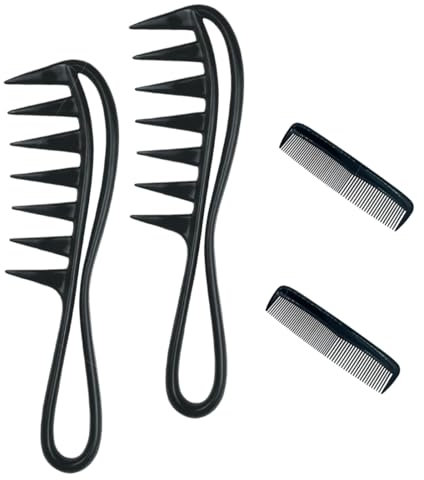 Peine de Dientes Anchos, 4 Piezas Peine, Peine Pelo Rizado Antiestático, Peine de Peluquero de Resistente al Calor