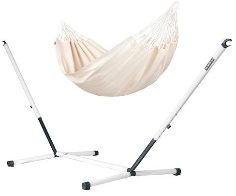 LA SIESTA® Modesta Bio-Baumwoll Hängematte & Multizweck-Befestigung für Wände Decken & Quadratische Balken - Hängematte Stoff, Indoor Outdoor Hängematte für Garten Balkon - Einzel Hängematten, Latte