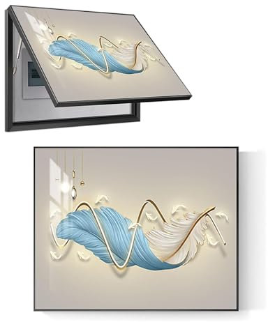 Decorative painting of distribution box Electric Meter Cover Box Decoration Distribution Box Decorative Painting Electric Panel Wall Hanging Painting with Hydraulic Rod Supports,04,55x45 cm(5,45x35 cm