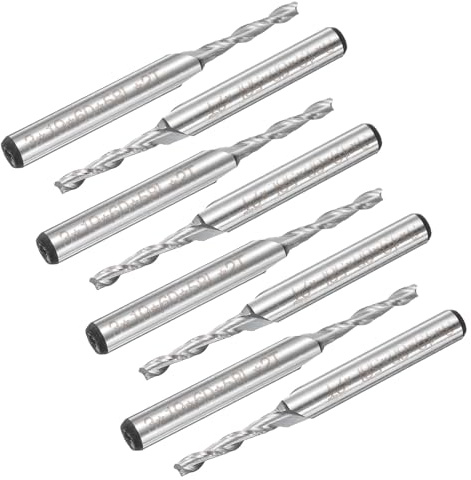 QUARKZMAN 8 Stück HSS-AL 3mm Schneiddurchmesser 6mm Schaft 2 Flöten Fräser Fräser Router Bits Aufwärtsspiralfräser Werkzeug für Holz PVC MDF Gravur