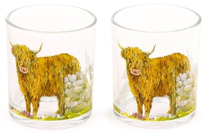 Jan Pashley Highland Coo Set of 2 Glass Tumblers 250ml