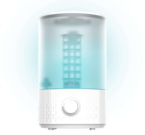Cecotec Breezecare Luftfuktare 2 500 Light. 27 W, maximal fuktgivande 250 ml/h, 2,5 l tank, kontrollhjul, LED-ljus, säker och hälsosam användning, täcker upp till 30 m²