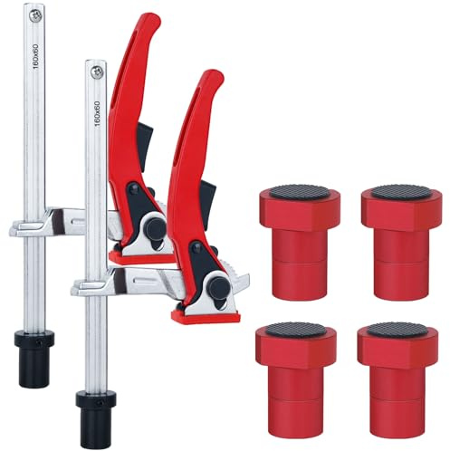 Cuidosful Bench Dog Clamp for Woodworking 3/4 Dog Hole, 2 Pack Quick-Ratchet Bench Clamps with 19mm Non-Slip Bench Dogs, Heavy-Duty Chrome Vanadium, Compatible with MFT Tables and Workbenches