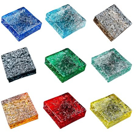 ZNQNDSR Square Colored Glass Blocks High Transparency Sided Crystal Bricks Clear Tile for Office Bar Hotels House Decoration