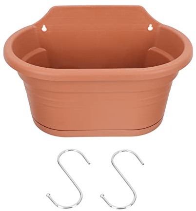 Milisten Hängender Blumentopf Kunststoff Braun Balkonpflanzentopf Mit 2 Haken Für Sukkulenten Und Farne Wohnzimmer Garten