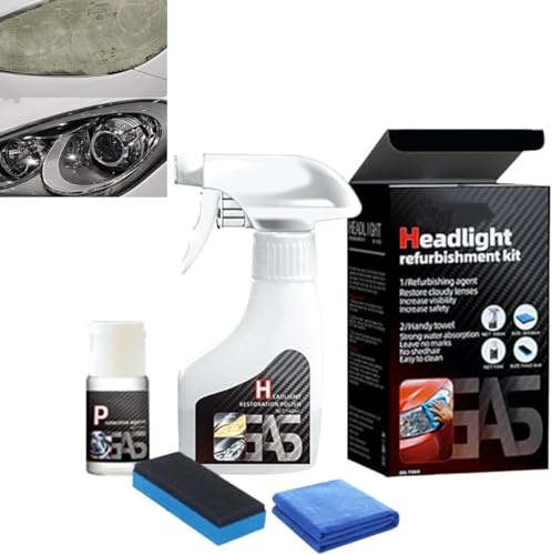 2025 Headlight Restoration Spray,Headlight Restoration Kit,Automotive Headlamp Refurbisher & Crystallization Coating Agent Kit, Car Cleaner & Restorer for Cloudy and Yellowed Headlights