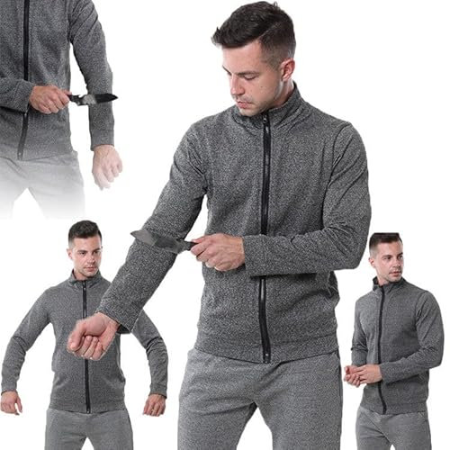 Ropa Antipuñaladas De 5 Niveles: Camiseta De Manga Larga Antimordidas, Chaqueta Táctica, Ropa De Seguridad Anticortes Para Policías Y Personal De Seguridad.,Grey-M