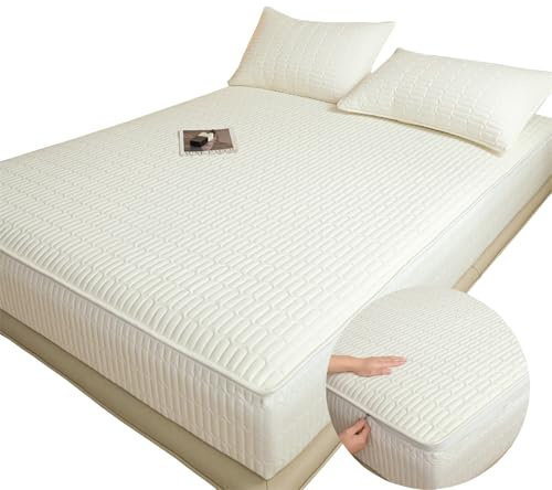 Coprimaterasso Singolo A Sacco con Cerniera 70/80/130/140/160/170 Fodera Materasso Imbottito Copri Proteggi Materasso Matrimoniale/Una Piazza E Mezza Lenzuolo Trapuntato Rimovibile(140X200+30cm,A)