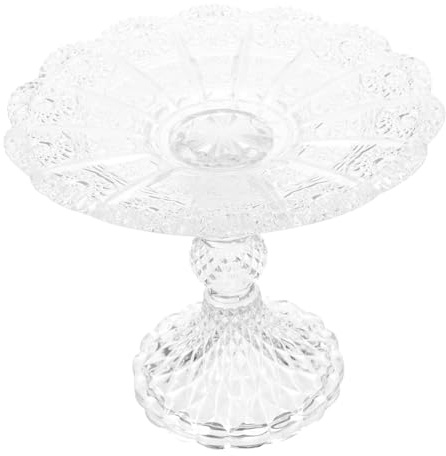 UKCOCO Plateau De Service D'apéritif Bol Sur Pied En Verre Transparent 25 Cm Plateau à Fruits Secs Assiette De Bonbons Sur Pied Vintage Pour Dessert Buffet