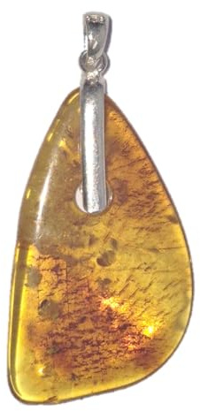 Edelsteinartikel Bernstein Naturstein Anhänger mit Silberclip, Ostseeschmuck aus Baltikum, Litauen (Mittel-295)
