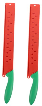 DECORNIJIA 2 piezas Cuchillo para Cortar Sandía Inoxidable Diseño Alargado para Frutas Cortador Resistente y Fácil de Limpiar Herramienta de Cocina para Melones