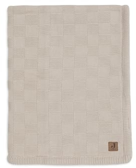Jollein Manta para bebé Box Knit - Warm Sand/Velvet - 110x150cm - 100% Algodón - para Cuna - 1.5 TOG - Certificación Gots