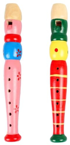 Blockflöte für Kinder, 2 Stück, 6 Löcher, Bunte Piccolo-Flöte aus Holz, Kleinkind-Musikinstrumente für Jungen und Mädchen ab 3 Jahren, zufällige Farbe