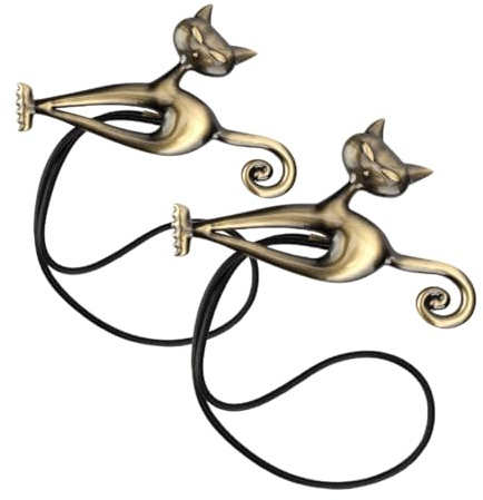 2PCS Cat Curtain Tiebacks, Magnetic Curtain Rope Tiebacks Cute Cat Magnetic Window Curtain Clips Tieback Drape Tie Backs Bedroom Drapery Holder Curtain Rope Holdbacks for Home Balcony (Bronze)