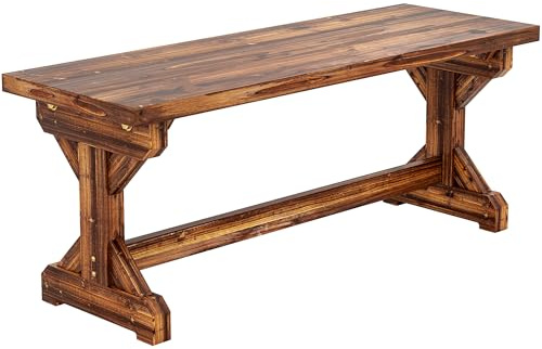 Outsunny 2-Sitzer Gartenbank wetterfest Sitzbank aus Holz Parkbank mit X-Basis 240kg Belastbar Balkonbank Gartenmöbelfür Garten, Balkon, Terrasse Park, Hof, Veranda 114 x 40 x 46 cm Verkohlt