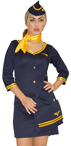 maylynn 14142 - Costume da assistente di volo/hostess con borsa - blu - 44